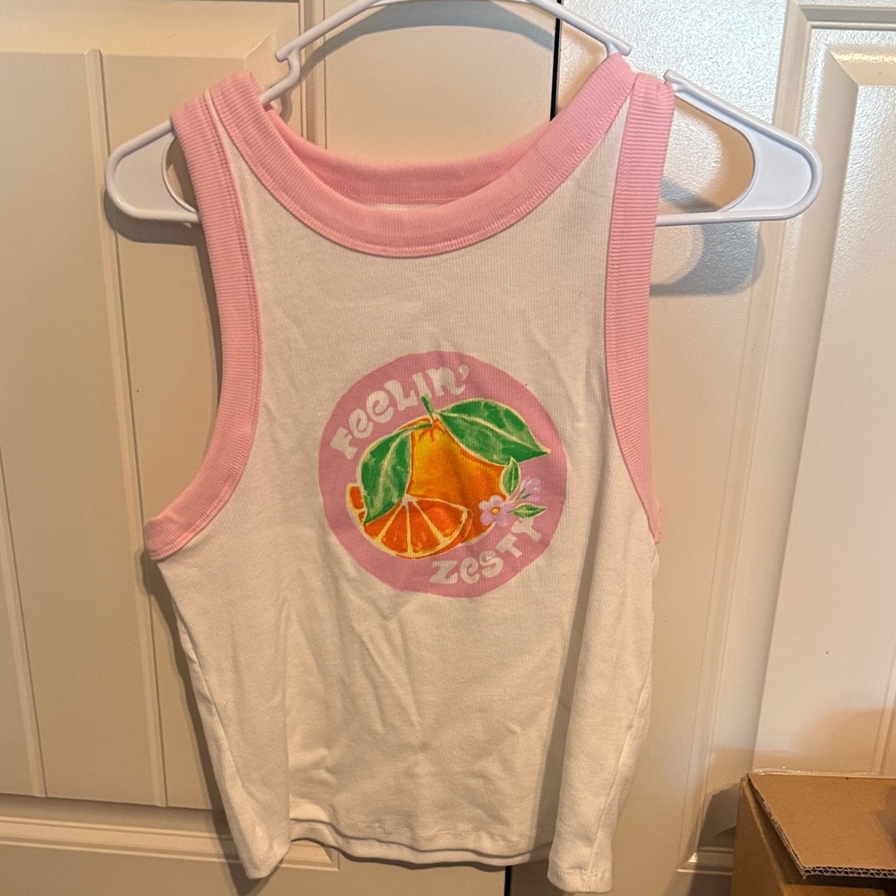 Old Navy Pink and White Crop Top